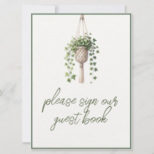 Boho Botanical Greenery Wedding Guestbook Sign