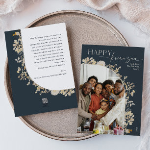 Boho Botanical Happy Kwanzaa Photo Holiday Card