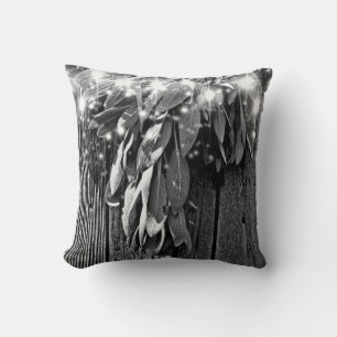 Boho botanical herb leaves Barnwood Twinkle Lights Cushion