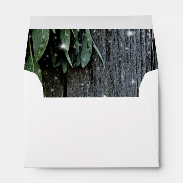 Boho botanical herb leaves rustic Barn-wood  Envelopes (Back (Bottom))