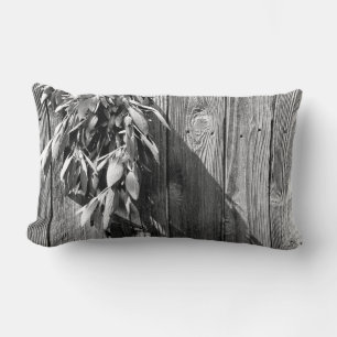 Boho botanical herb leaves rustic Barn-wood Lumbar Cushion