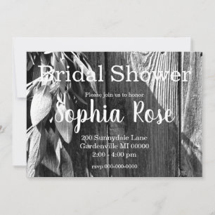 Boho botanical herb leaves rustic Barn-wood script Invitation