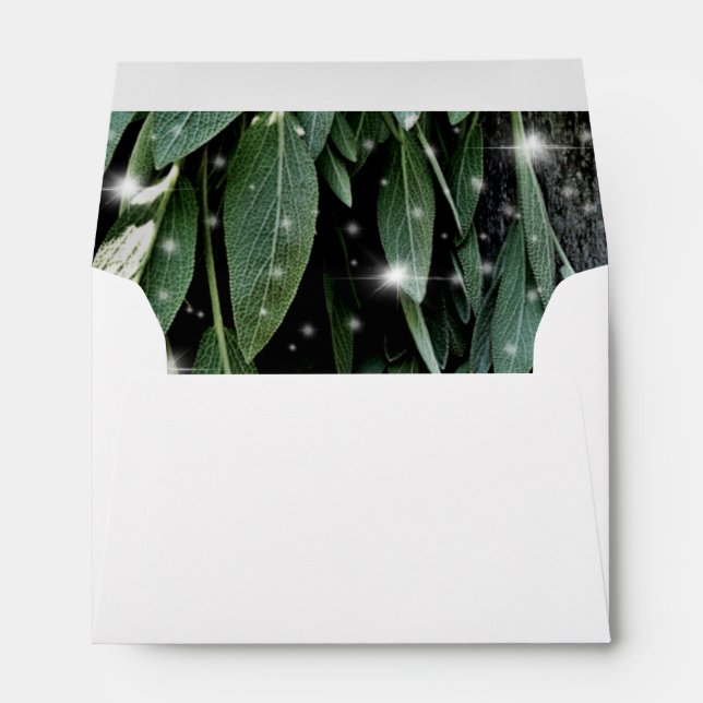 Boho botanical herb leaves twinkle lights envelopes (Back (Bottom))