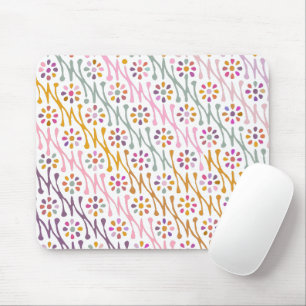Boho Botanical Illustration Pattern Colourful Mouse Pad