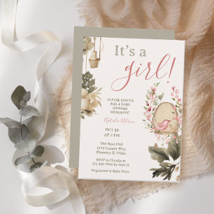 Boho botanical It’s a Girl Baby Shower Invitation