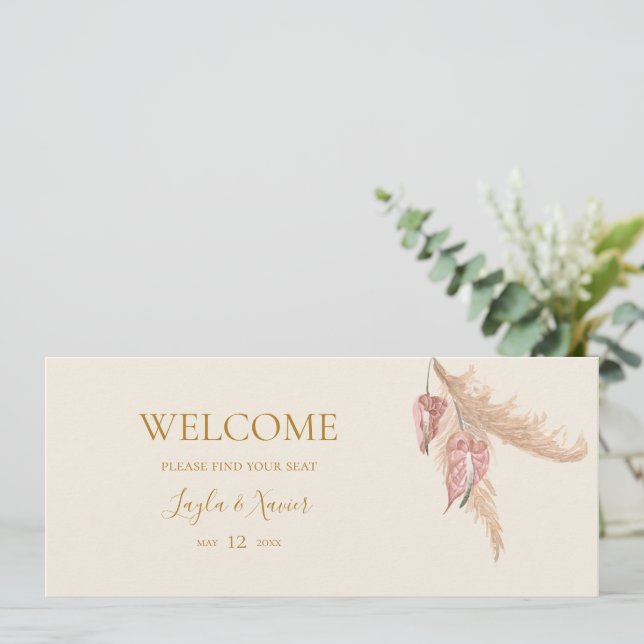 Boho Botanical Ivory Hanging Seating Chart Header (Standing Front)