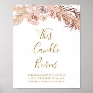 Boho Botanical   Ivory This Candle Burns Wedding Poster