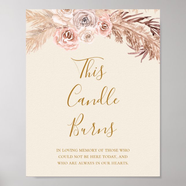 Boho Botanical | Ivory This Candle Burns Wedding Poster (Front)
