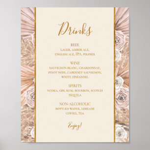 Boho Botanical   Ivory Wedding Drinks Menu Sign