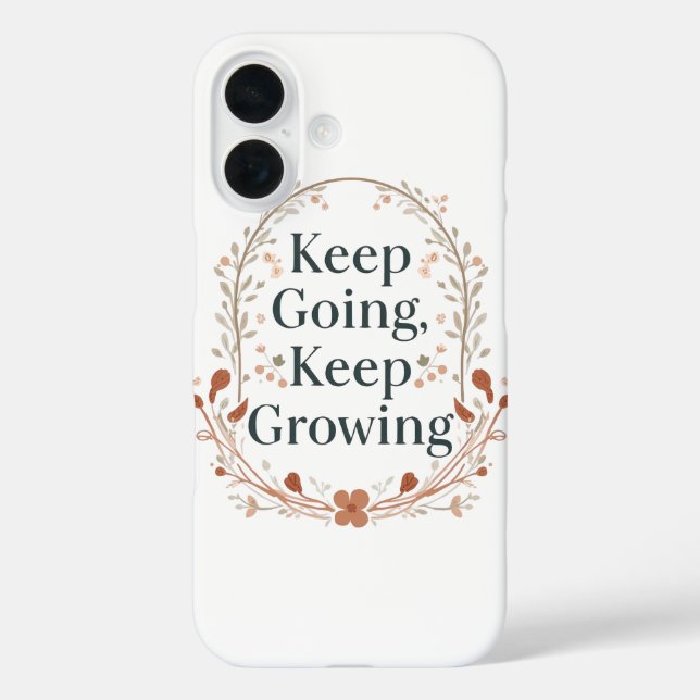 Boho Botanical "Keep Growing" Motivational Graphic Case-Mate iPhone Case (Back)