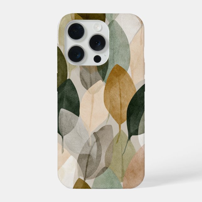 Boho Botanical Leaf Pattern Phone Case Neutral  (Back)