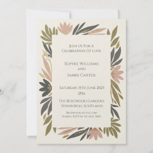 Boho Botanical Leaf Wedding Invitation