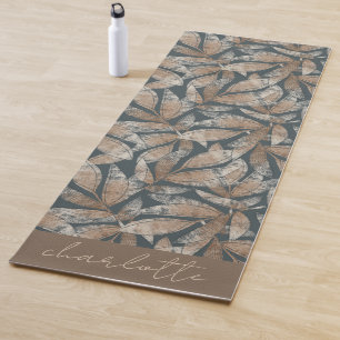 Boho Botanical Leaves Personalised Yoga Mat