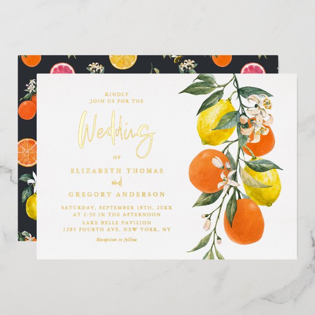 Boho Botanical Lemons and Oranges Garland Wedding (Front/Back)