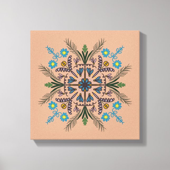 Boho Botanical Mandala Tropical Greenery Canvas Print (Front)