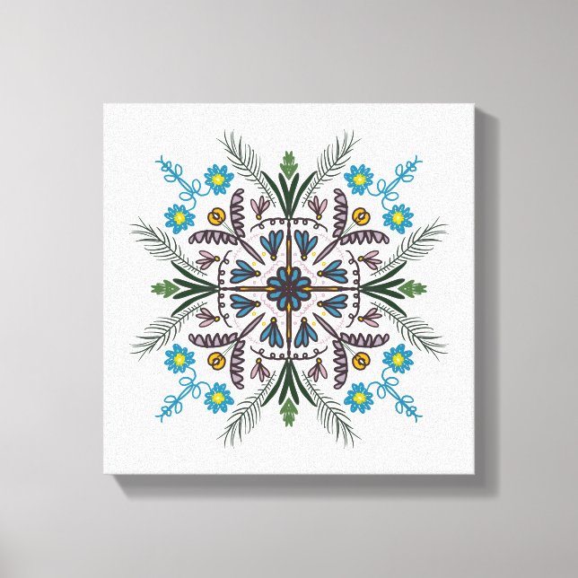 Boho Botanical Mandala Tropical Greenery Green Canvas Print (Front)