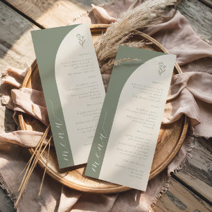 Boho Botanical Monogram Sage Green Wedding  Menu