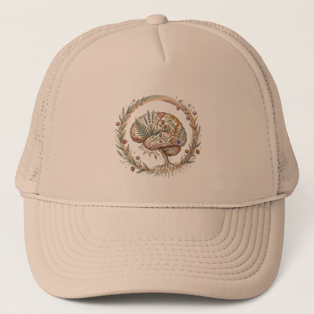 Boho Botanical Neurodiversity Bloom Ecotherapy Trucker Hat (Front)