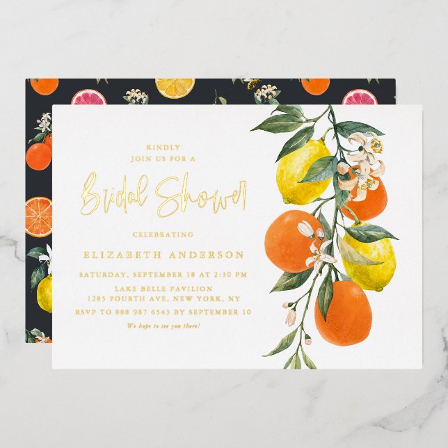 Boho Botanical Orange and Lemon Bridal Shower (Front/Back)