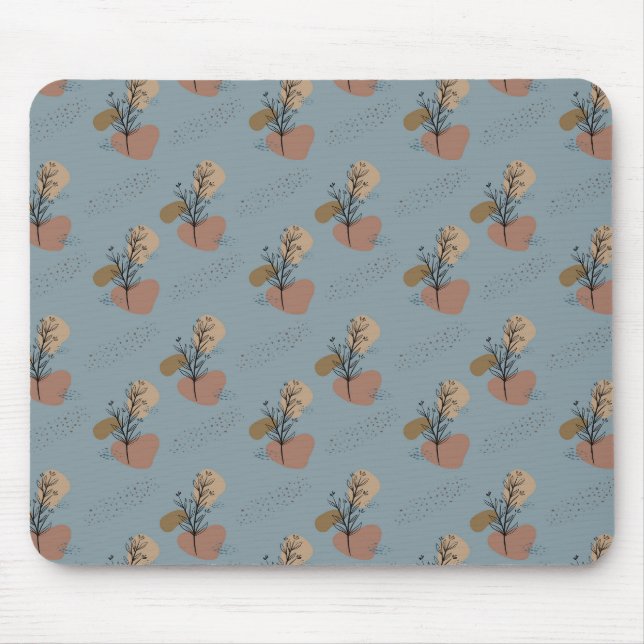 Boho Botanical Pattern Mocha Mousse and Accents Mouse Pad (Front)