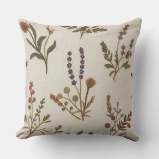 Boho Botanical Pillow– Delicate Wildflower Cushion
