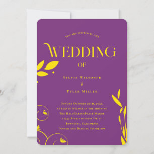 Boho Botanical Purple Wedding Invitation