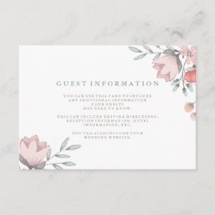 Boho Botanical Rustic Guest Details Coral and Grey Enclosure Card