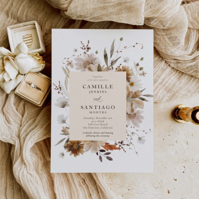 Boho Botanical Rustic Wedding Photo Invitation (Creator Uploaded)