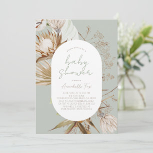 Boho Botanical Sage Baby Shower Invitation