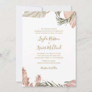 Boho Botanical Simple Traditional Wedding Invitation