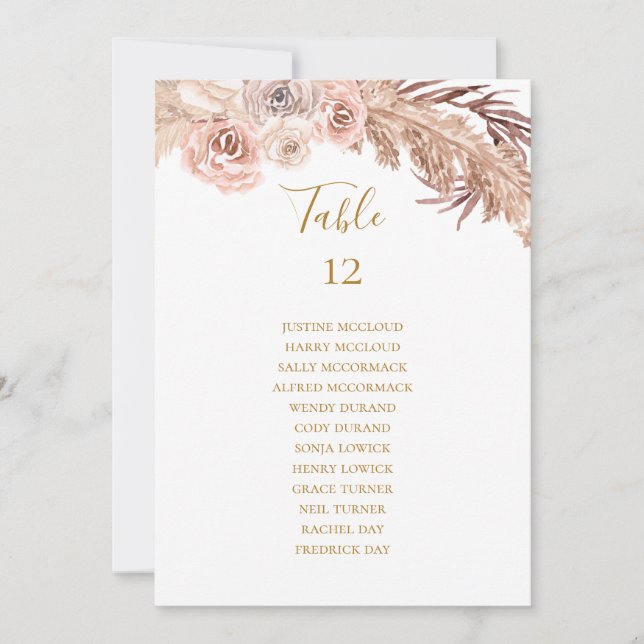 Boho Botanical | Table Number Seating Chart (Front)