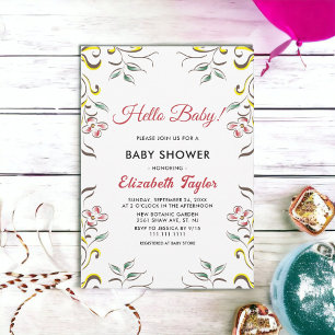 Boho Botanical Watercolor Floral Baby Shower Invitation