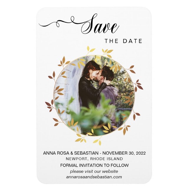 *~* Boho Botanical Wedding  PHOTO Save The Date Magnet (Vertical)