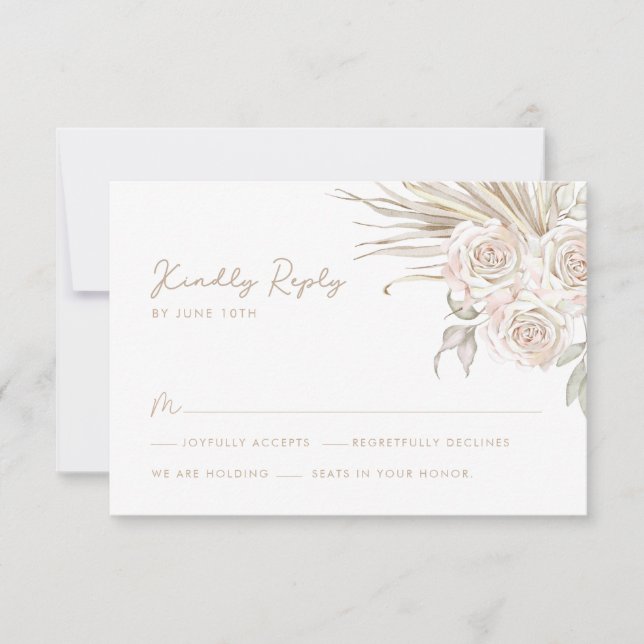 Boho Botanical Wedding RSVP Card (Front)