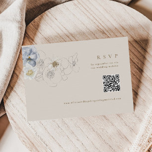 Boho Botanical Wedding RSVP Card with QR code