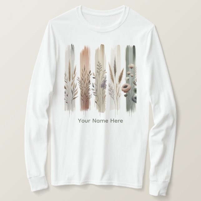 Boho Botanical Wildflowers T-Shirt (Design Front)