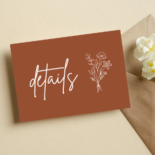 Boho Botanicals Terracotta Wedding Details Enclosure Card