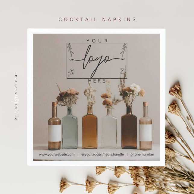 Boho Bottles | Flowers | Aesthetic Cocktail  Napkin (Creator Uploaded)