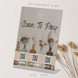 Boho Bottles | Flowers | QR Code | Payment Sign