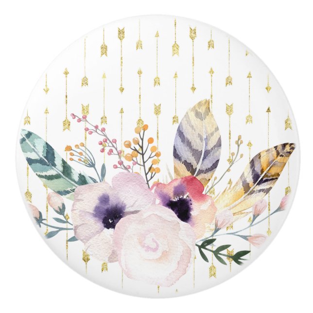 Boho Bouquet Ceramic Knob (Front)