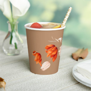 Boho bouquet with fiery flowers paper cups