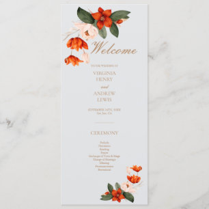 Boho bouquet with fiery flowers programme