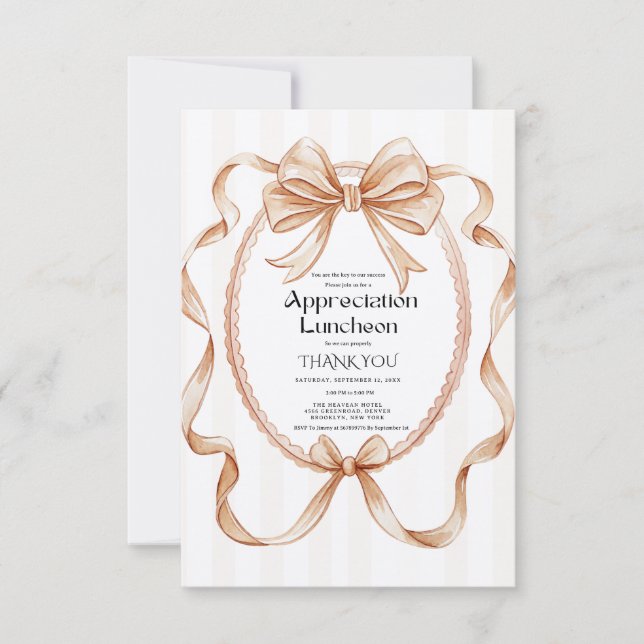 Boho Bow appreciation party grateful party  Invitation (Front)