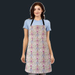 Boho Bows and Blossoms Pink Apron<br><div class="desc">Boho and rustic apron featuring hand drawn illustration of bows and flowers in pink and purple colours.</div>