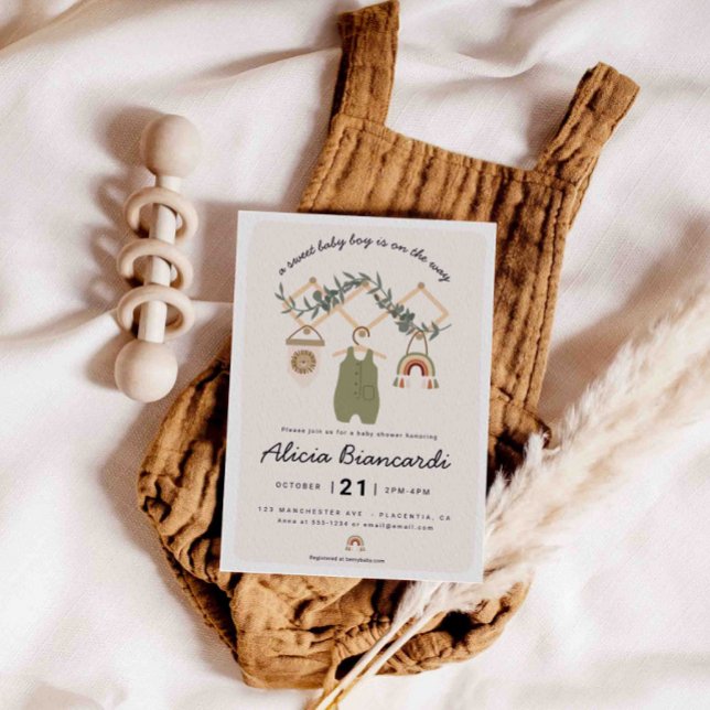 Boho Boy Baby Shower Baby Clothes Invitation (Creator Uploaded)
