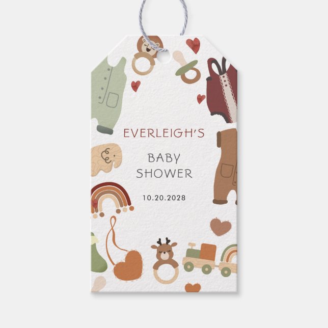 Boho Boy Baby Shower Gift Tag (Front)