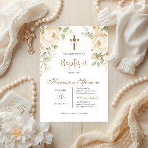 Boho Boy Baptism Invitation 