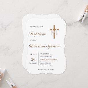 Boho Boy Baptism Invitation 