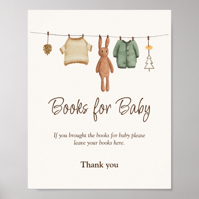 Boho Boy Clothes Baby Shower Books for Baby Sign (Front)