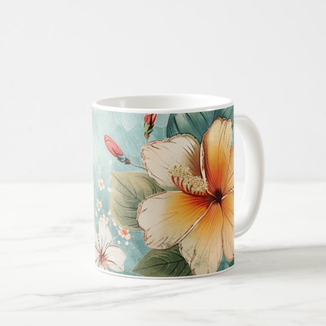 Boho Breezy Tropical Flower Coffee Mug (Front Right)